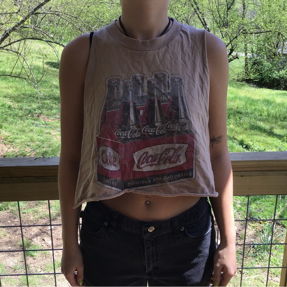 Coca Cola Graphic Sleeveless Top - Brown